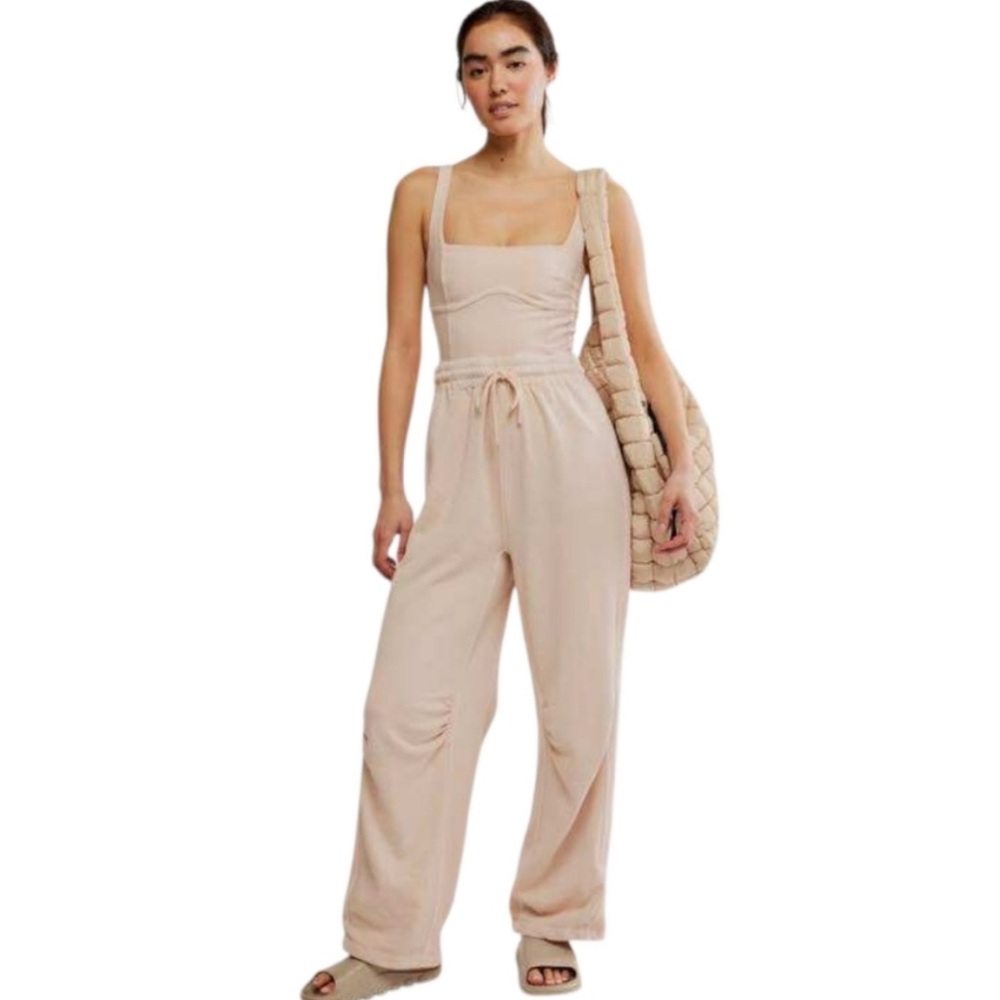 Free people movement Inbound Stretch Cotton Jumpsuit Cashmere Ivory Small